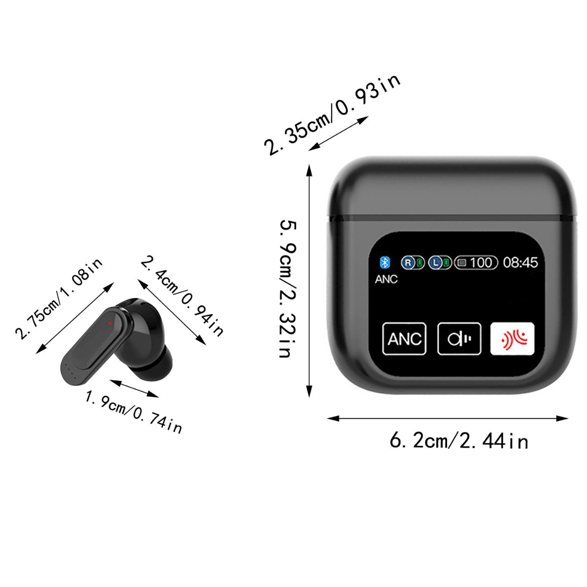 Casti Wireless In Ear, Carcasa cu Touch Screen, Bluetooth 5.4, Control Tactil, Anulare Zgomot ANC + ENC, easyCTRL®, Negrusmarrt.rocasti wirelesseasyCTRL