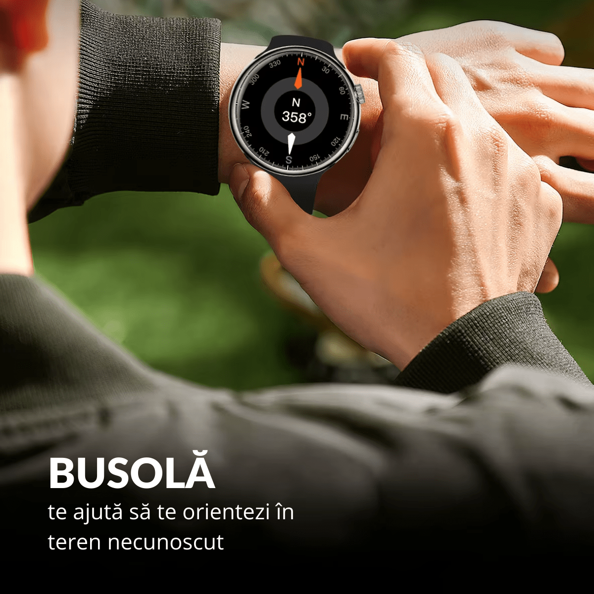 Ceas smartwatch de barbati, Ecran Tactil LCD 1.46", Control prin Gesturi, Apel Bluetooth, Multi Sport, Monitorizare Sanatate, Negru, easyCTRL®smarrt.roceas inteligenteasyCTRL