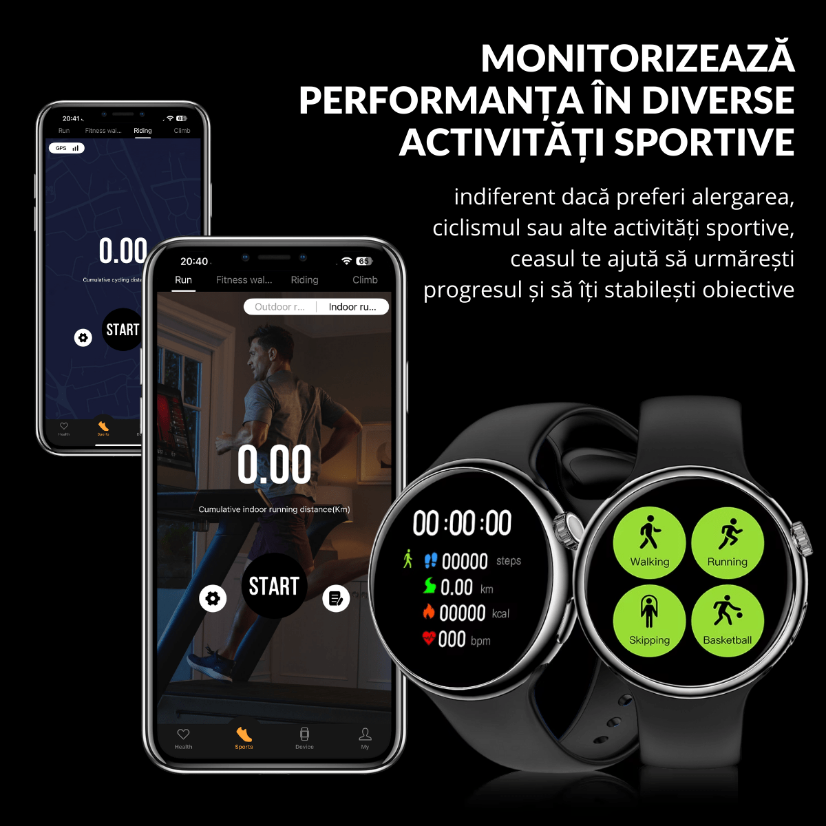 Ceas smartwatch de barbati, Ecran Tactil LCD 1.46", Control prin Gesturi, Apel Bluetooth, Multi Sport, Monitorizare Sanatate, Negru, easyCTRL®smarrt.roceas inteligenteasyCTRL