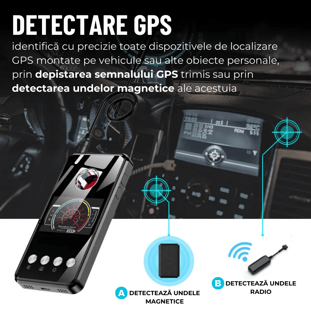 Detector cu Inteligenta Artificiala pentru Aparate de Spionaj, T2, Camere ascunse, Microfoane spion, GPS Tracker, Reportofoane, easyCTRL®smarrt.rodetector camere AIsmarrt.ro