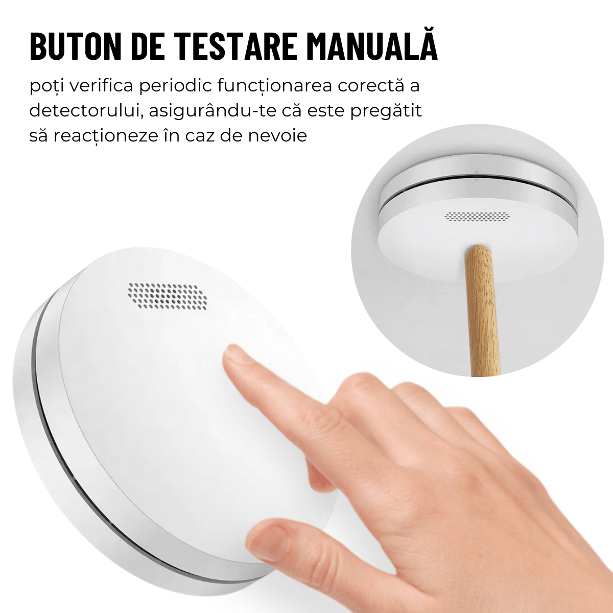 Detector de Fum, Avertizare Sonora si Luminoasa, Durata Viata Baterie 10 Ani, 85dB, easyCTRL®smarrt.roDetector de fumeasyCTRL