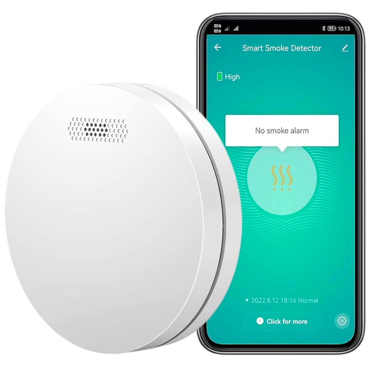 Detector fum inteligent, WiFI, Smart Life / Tuya APP, avertizare sonora si luminoasa, baterie 10 ani, 85dB, easyCTRL