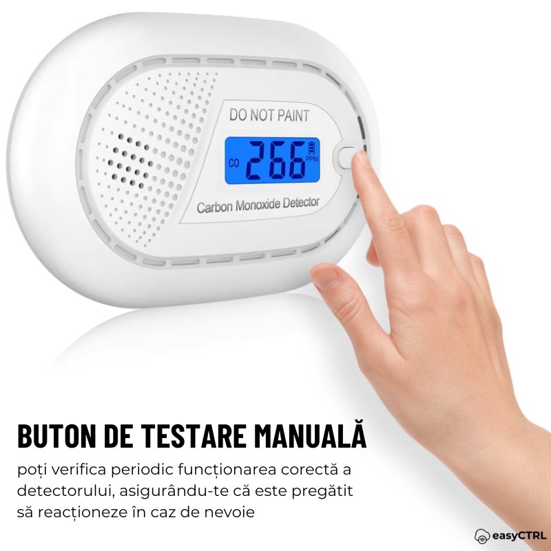 Detector inteligent de monoxid de carbon, WiFi, Smart Life / Tuya APP, Avertizare Sonora si Luminoas, 85dB, easyCTRL