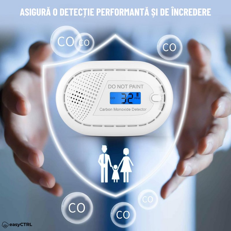 Detector inteligent de monoxid de carbon, WiFi, Smart Life / Tuya APP, Avertizare Sonora si Luminoas, 85dB, easyCTRL