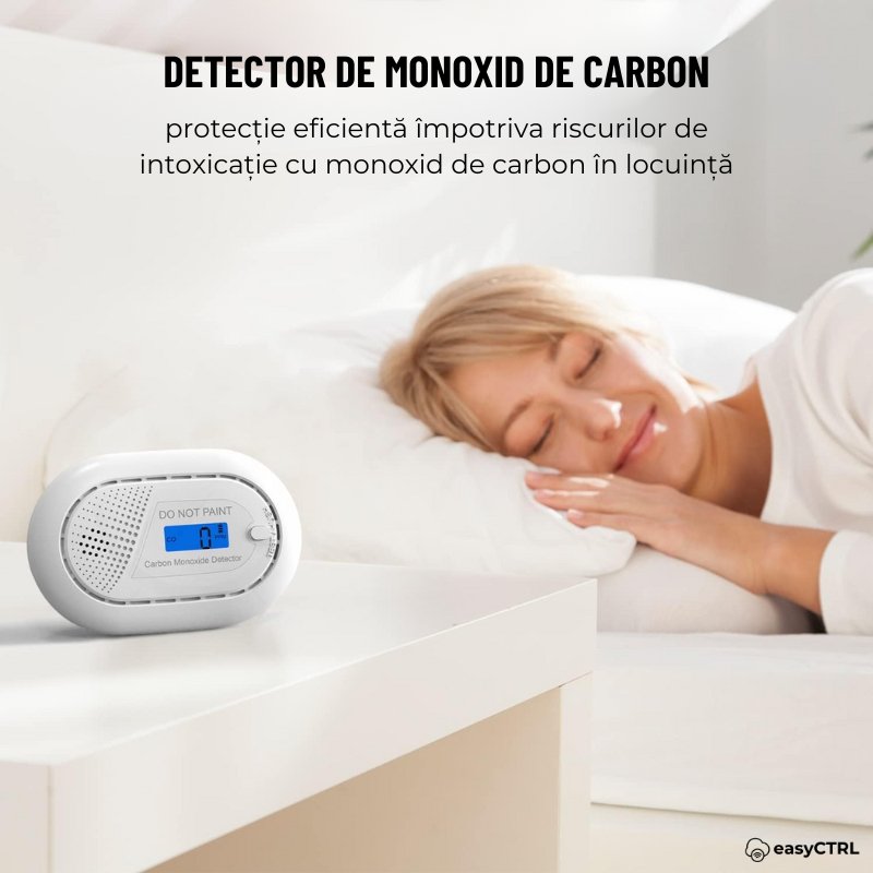 Detector inteligent de monoxid de carbon, WiFi, Smart Life / Tuya APP, Avertizare Sonora si Luminoas, 85dB, easyCTRL