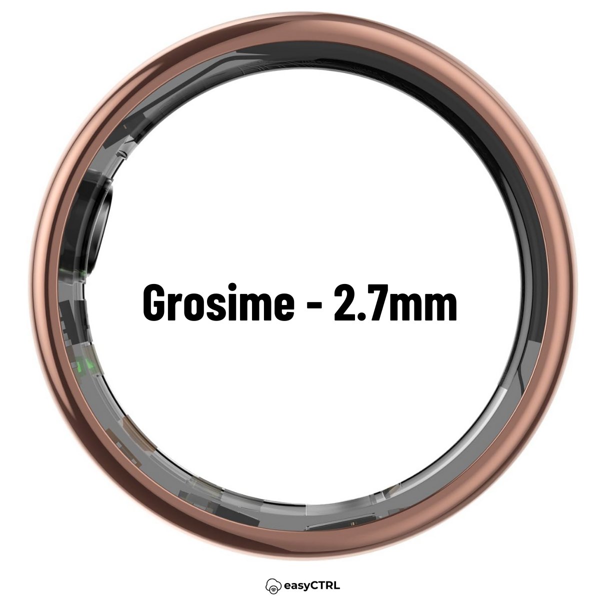 Inel Inteligent, Bluetooth, Monitorizeaza Somnul, Stresul, Calorii, Rezistent la apa si praf IP68, Marime 10, Diametru 19.8mm, Rose Goldsmarrt.roInel inteligenteasyCTRL