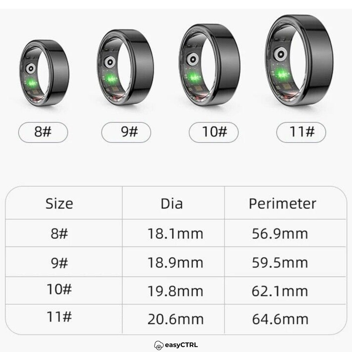 Inel Inteligent, Bluetooth, Monitorizeaza Somnul, Stresul, Calorii, Rezistent la apa si praf IP68, Marime 11, Diametru 20.6mm, Dark Greysmarrt.roInel inteligenteasyCTRL