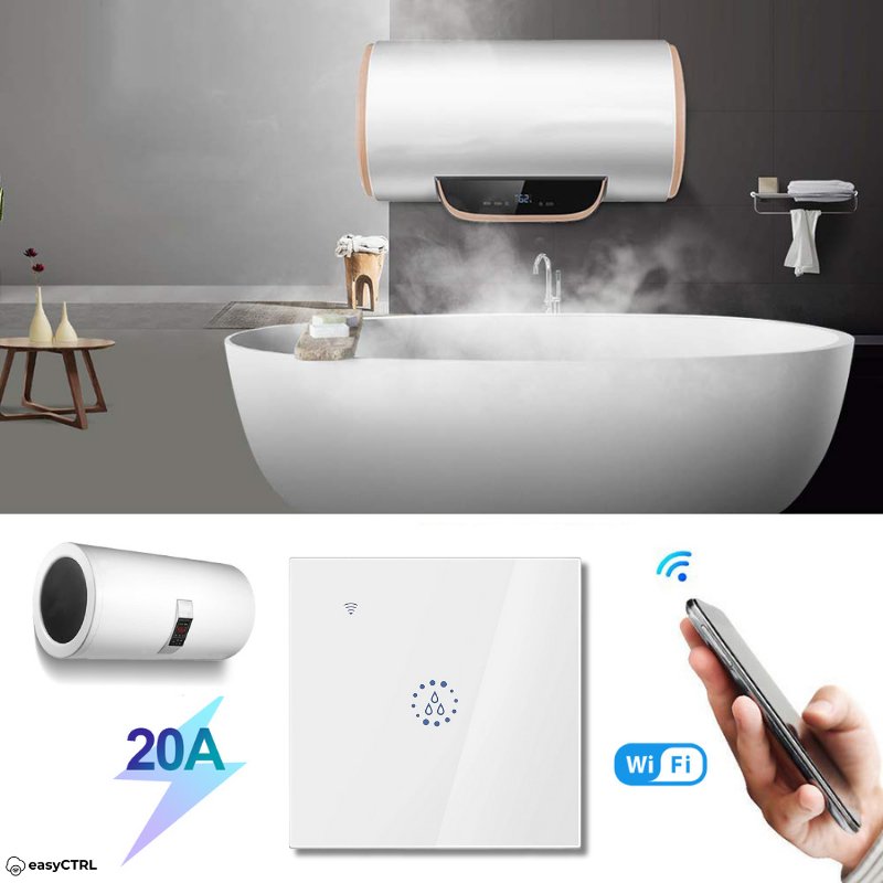 Intrerupator Inteligent 20A pentru Boiler si Consumatori de Mare Putere Wi-Fi, Smart Life / Tuya APP, Alb, easyCTRL