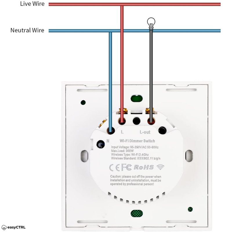 Intrerupator Inteligent cu Touch si Dimmer , Wi-Fi, Cu NUL, Smart Life / Tuya APP, Control vocal, Alb, easyCTRL