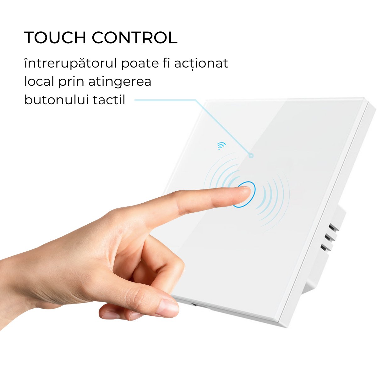 Intrerupator inteligent cu touch, Wi-Fi, Bluetooth, Control vocal, Smart Life / Tuya APP, 1 Canal, easyCTRL