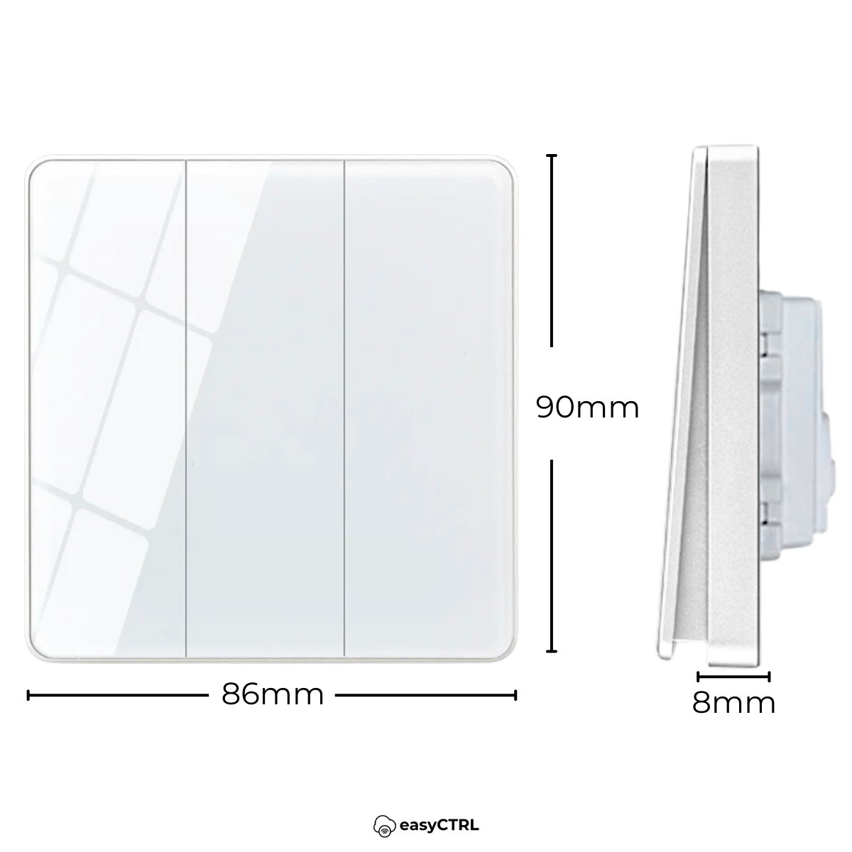 Intrerupator mecanic triplu, Sticla securizata, Alb, easyCTRLsmarrt.roswitcheasyCTRL