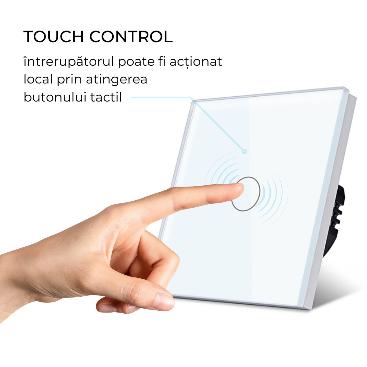 Intrerupator smart cu touch, Wi-Fi, Bluetooth, Control vocal, Smart Life / Tuya APP, 1 Canal, Albsmarrt.rosmarrt.ro