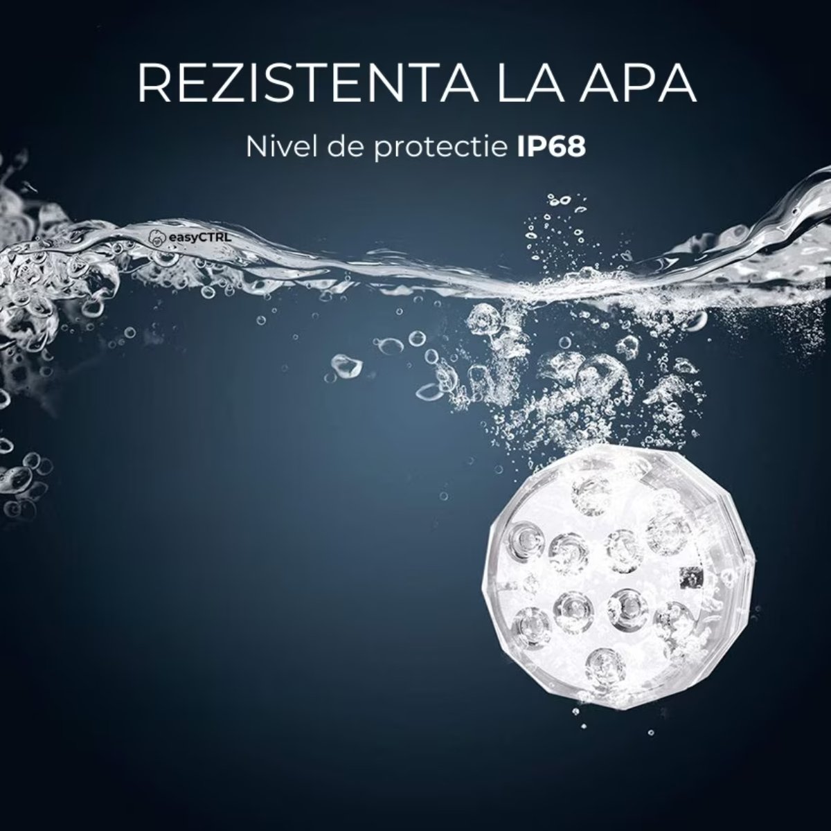 Lampa LED rezistenta la apa, RGB, petru piscina, jacuzzi, acvariu, pahar, cu telecomanda, 7 x 2.7 cmsmarrt.roeasyCTRL