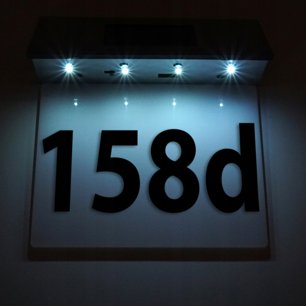 Lampa Solara cu Numar de Casa, Senzor Crepuscular, Lumina Rece