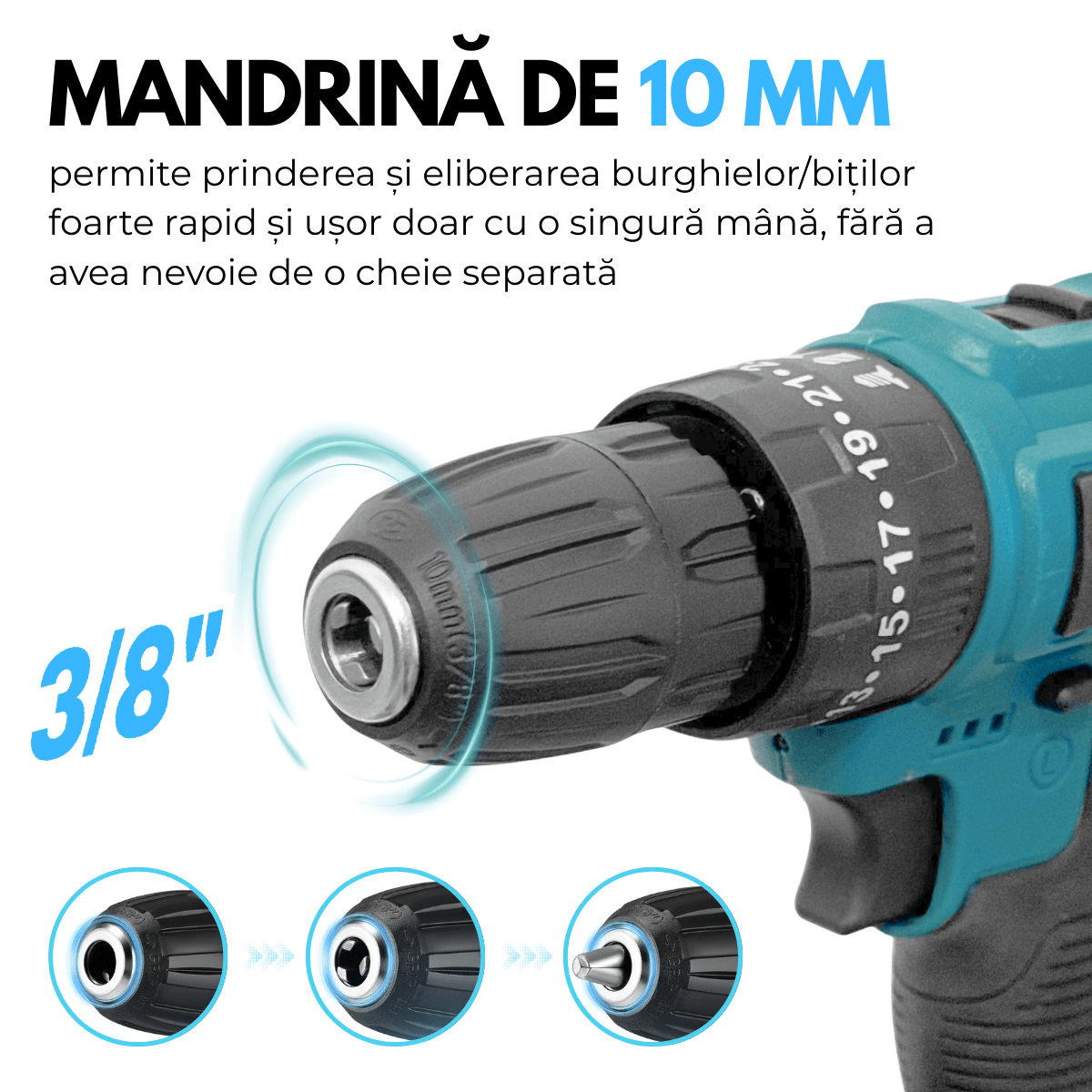 Masina de gaurit si insurubat, Bormasina cu percutie, Cutie cu 33 accesorii, 2 Acumulatori, 2 trepte 350/1150 RPM, Cuplu 25 Nm, Mandrina 10mmsmarrt.rosmarrt.ro
