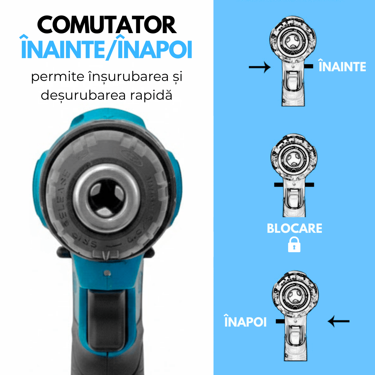 Masina de gaurit si insurubat, Bormasina cu percutie, Cutie cu 33 accesorii, 2 Acumulatori, 2 trepte 350/1150 RPM, Cuplu 25 Nm, Mandrina 10mmsmarrt.rosmarrt.ro