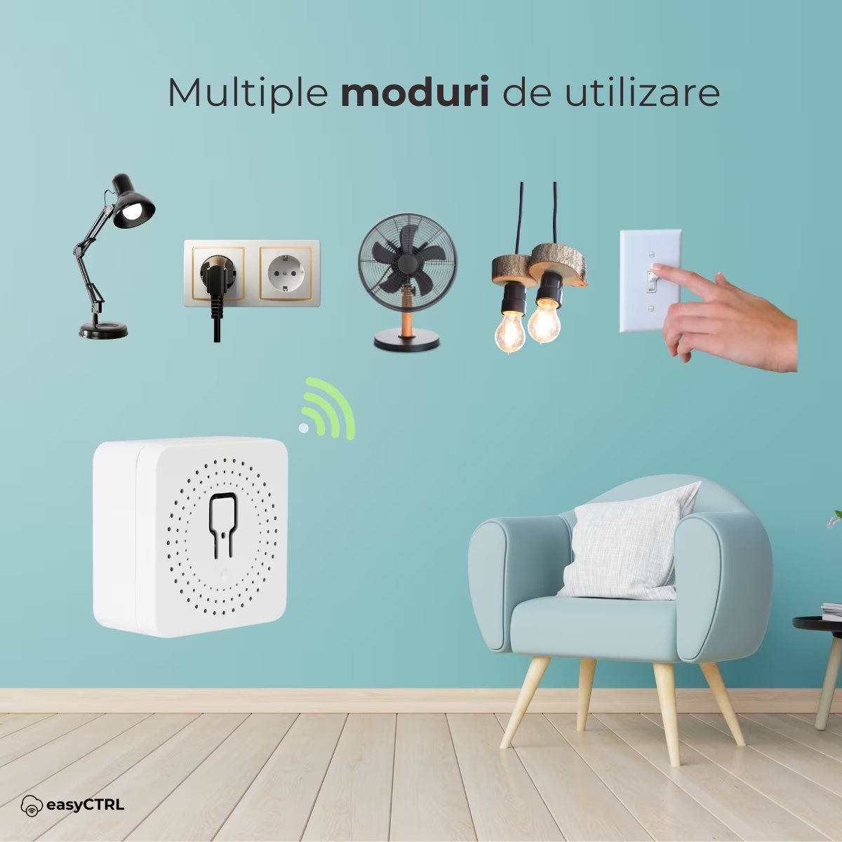 Mini Releu Inteligent, Wireless, Smart Life / Tuya Smart, 16A, 4 x 2 cm, easyCTRL®smarrt.roeasyCTRL