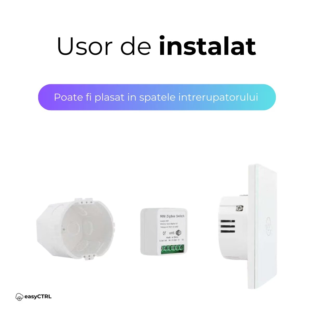 Mini Releu Inteligent, Wireless, Smart Life / Tuya Smart, 16A, 4 x 2 cm, easyCTRL®smarrt.roeasyCTRL