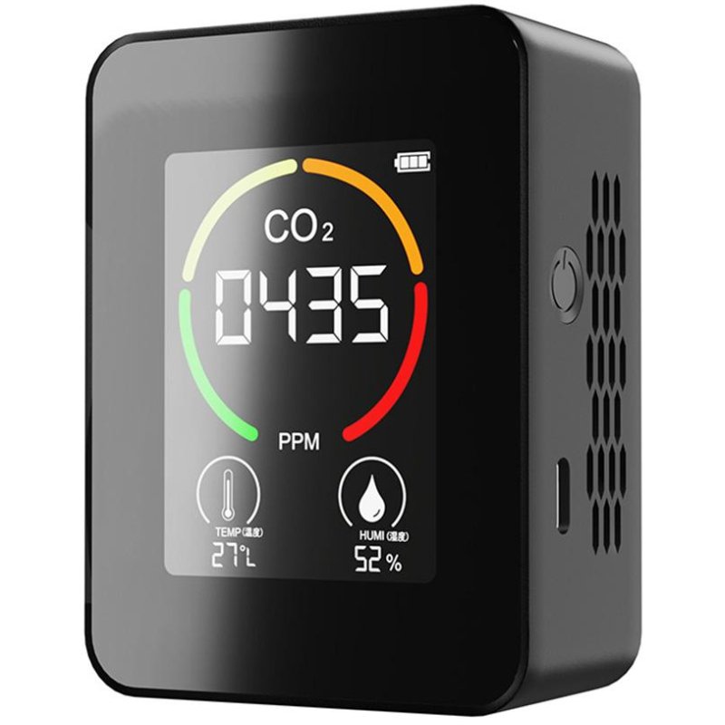 Monitor Masurare Calitate Aer 3 in 1, Detector CO2 Dioxid de Carbon, Temperatura, Umiditate, Portabil, Negru, easyCTRL