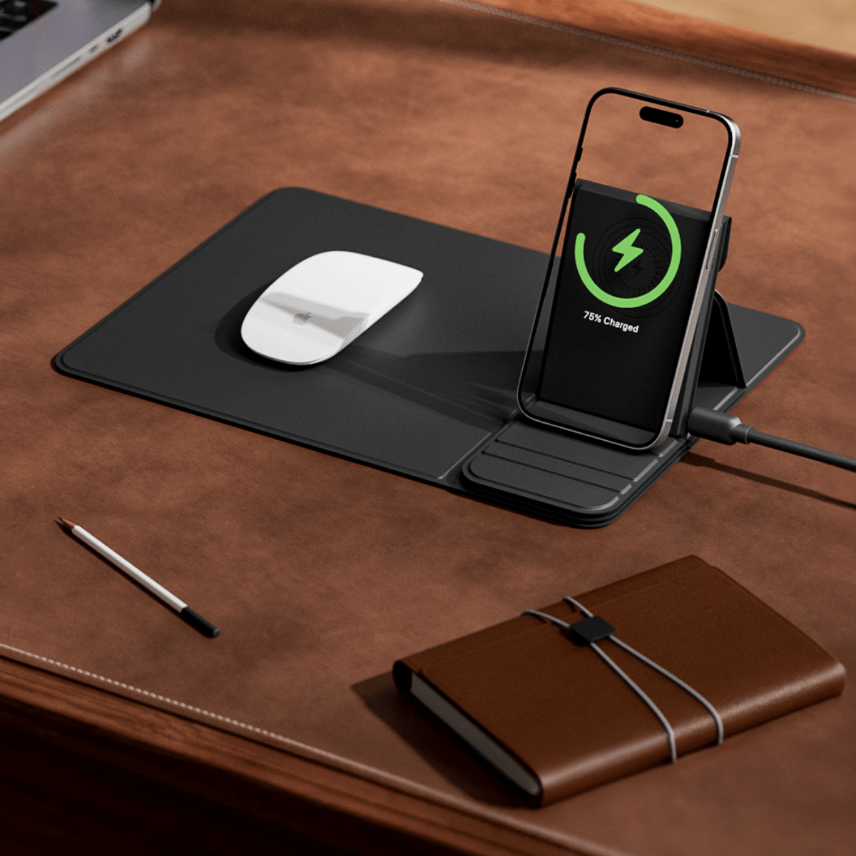 Mousepad cu Incarcator Wireless Pliabil, 2 in 1, 15W, Magsafe, Compatibil iPhone, Samsung, Huawei, Xiaomi, USB - C, Negrusmarrt.roeasyCTRL