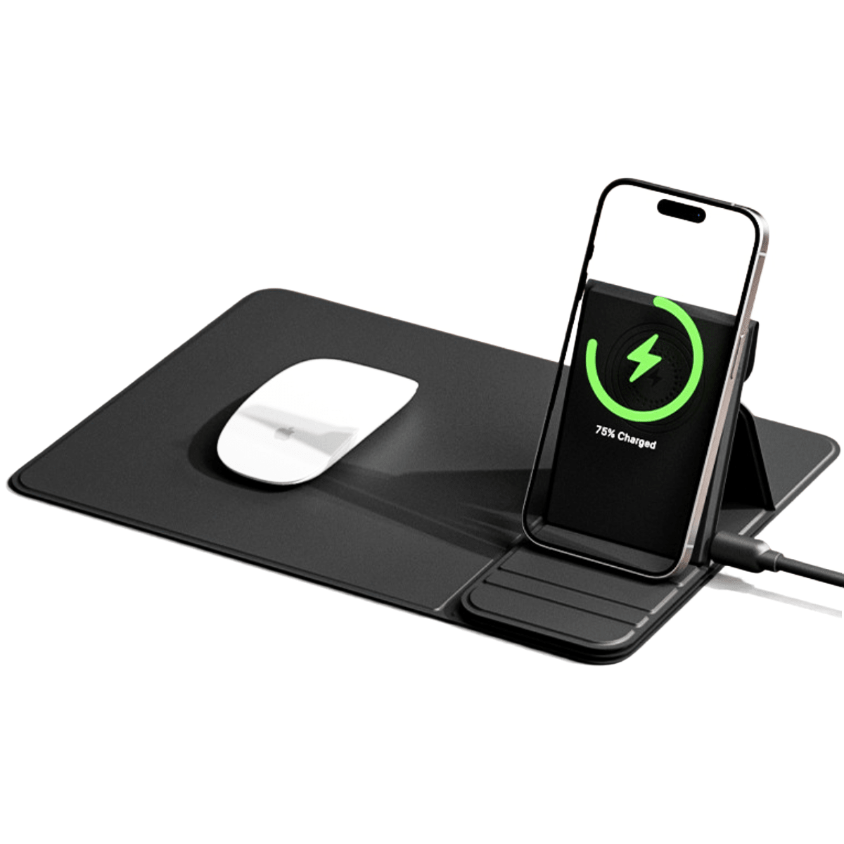 Mousepad cu Incarcator Wireless Pliabil, 2 in 1, 15W, Magsafe, Compatibil iPhone, Samsung, Huawei, Xiaomi, USB - C, Negrusmarrt.roeasyCTRL
