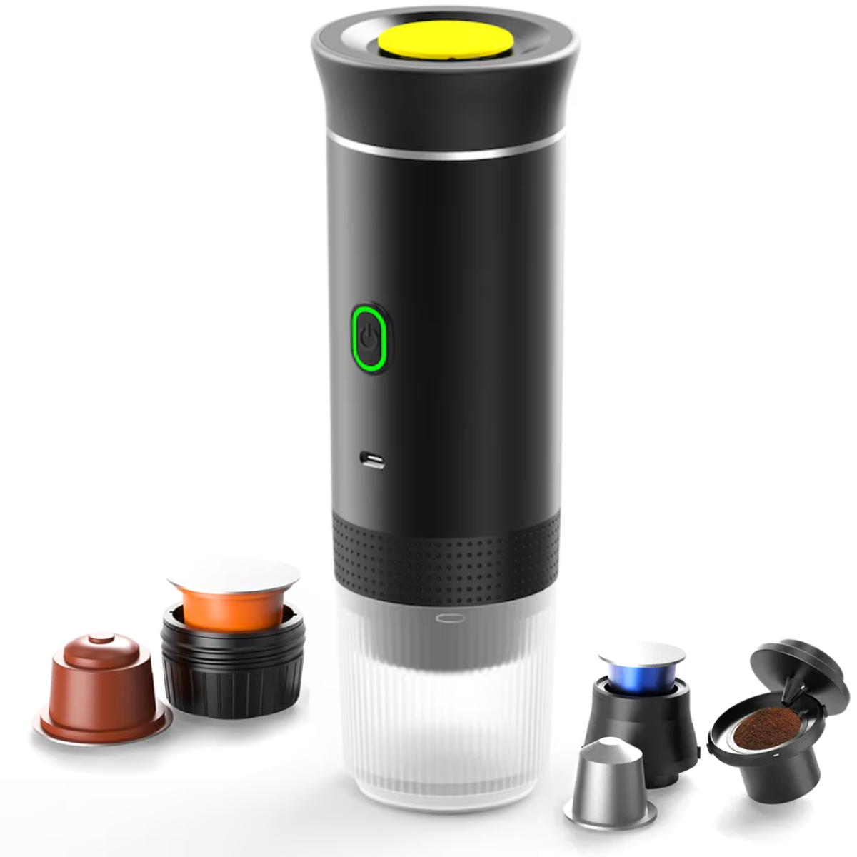 Hordozható eszpresszó 3 az 1-ben, Nespresso kapszula, Nescafe Dolce Gusto, őrölt kávé, 20 bar, 72 W, akkumulátor 7500 mAh, hordtáska, easyCTRL®