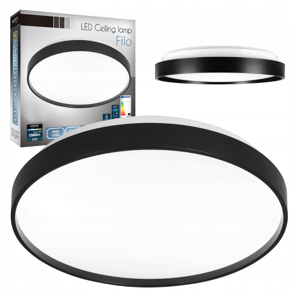 Plafoniera LED Rotunda, FILO 36W, 4000K, Negru