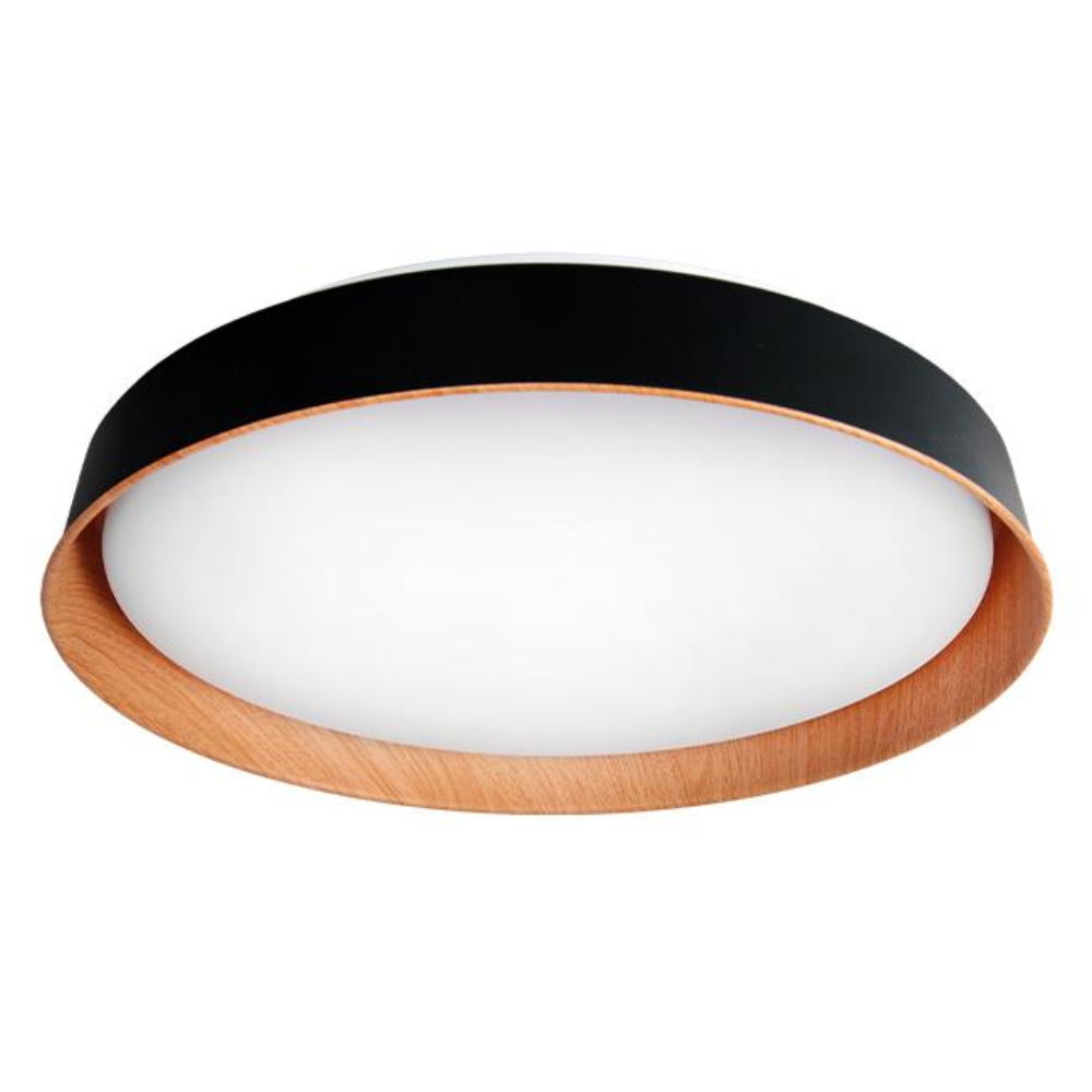 Plafoniera LED CCT cu Telecomanda, 54W, Dimabila, Negru/Lemn