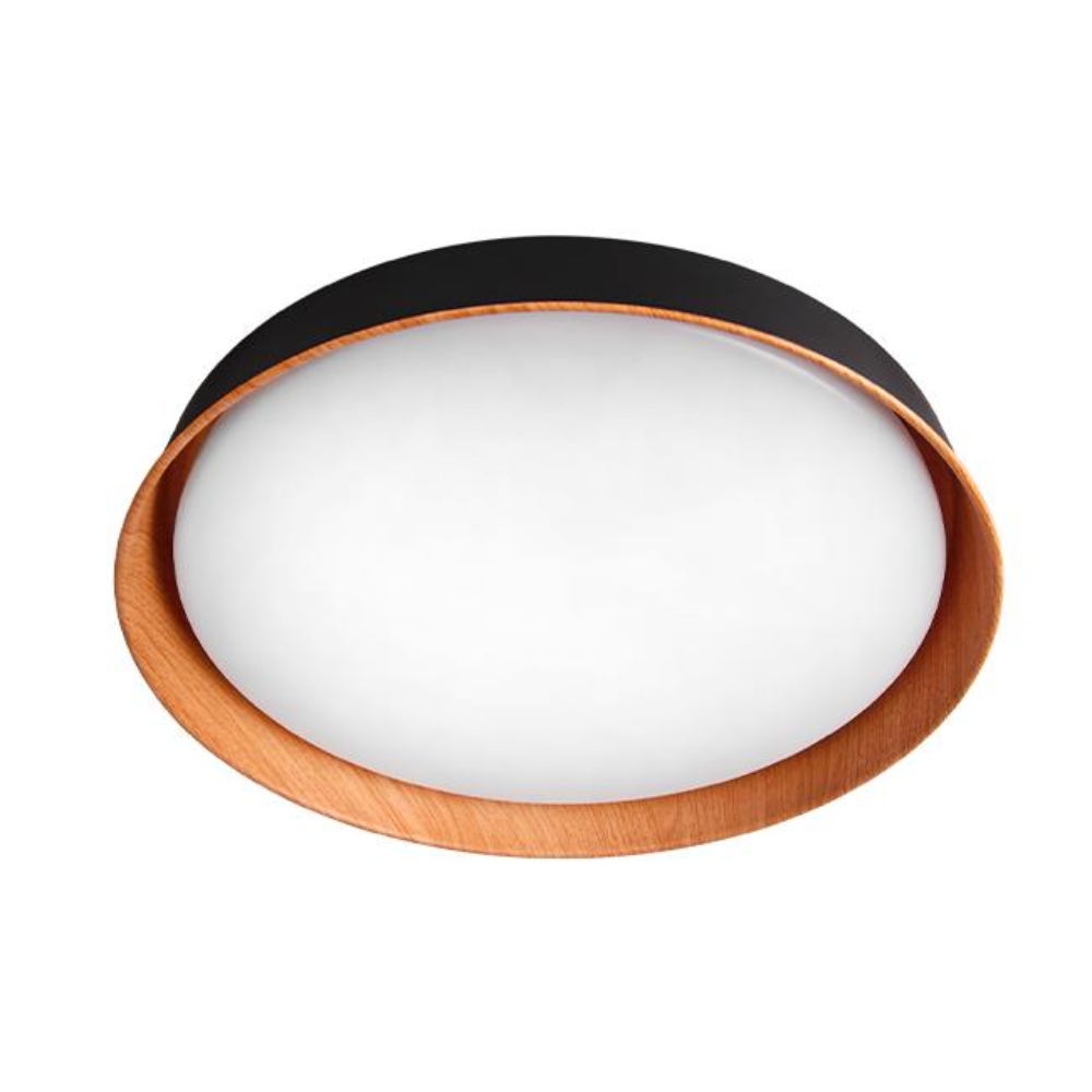 Plafoniera LED CCT cu Telecomanda, 54W, Dimabila, Negru/Lemn