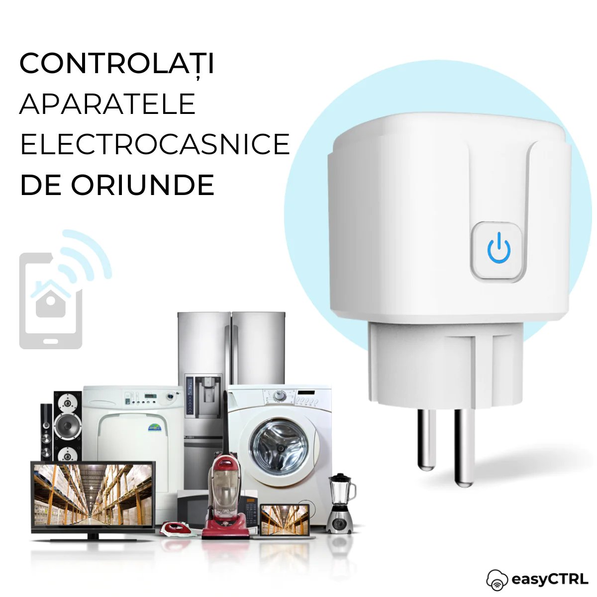 Priza inteligenta Wi-Fi, 16A, Monitorizare consum energie, Control vocal, Smart Life / Tuya APP, easyCTRL®smarrt.roeasyCTRL