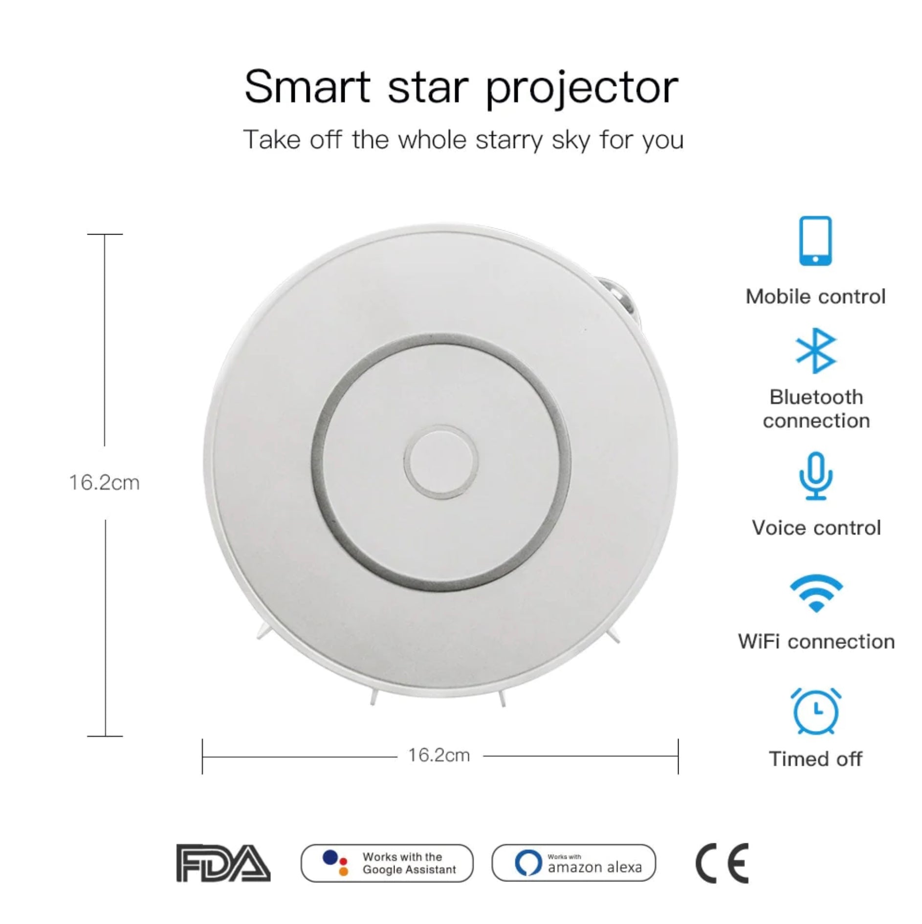 Proiector 3D Inteligent, Smart Life / Tuya APP, Lumina Laser Rotativa, 16 Milioane de Culori, 3 Moduri de Pozitionaresmarrt.rosmarrt.ro