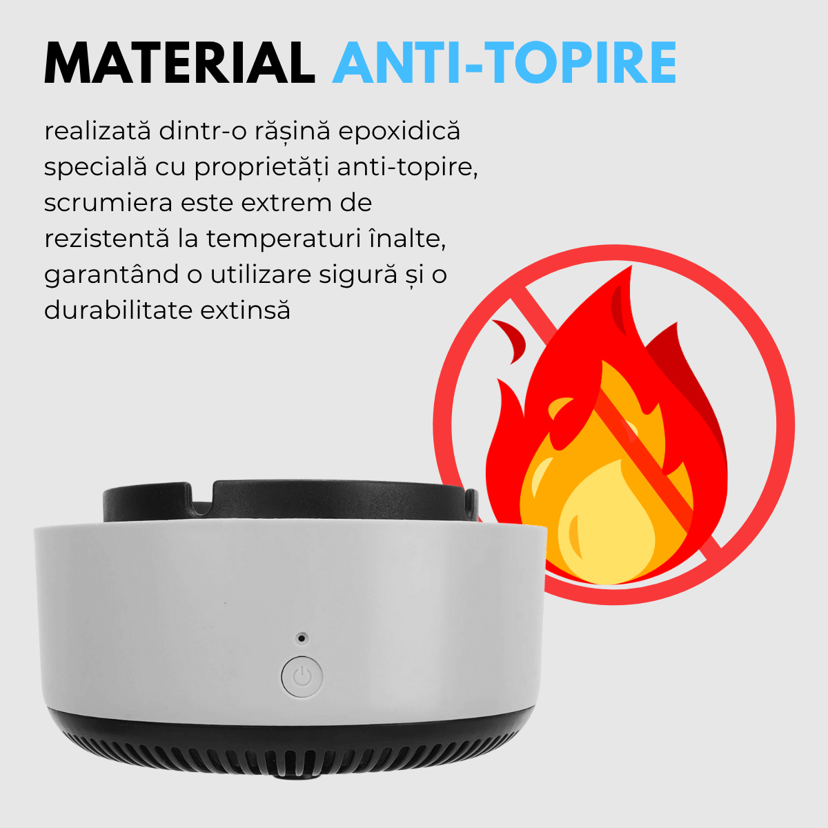 Scrumiera Electrica Multifunctionala 3 - in - 1, Aspirare Fum 360°, Purificare Aer, Tableta Odorizanta, Oprire Automata, Alimentare pe Baterii, easyCTRL®smarrt.roscrumiera electricaeasyCTRL