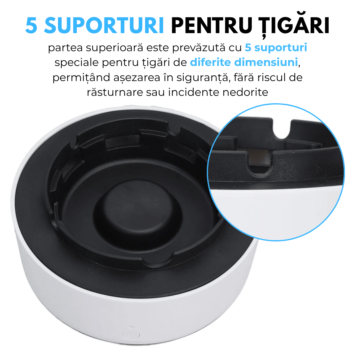 Scrumiera Electrica Multifunctionala 3 - in - 1, Aspirare Fum 360°, Purificare Aer, Tableta Odorizanta, Oprire Automata, Alimentare pe Baterii, easyCTRL®smarrt.roscrumiera electricaeasyCTRL