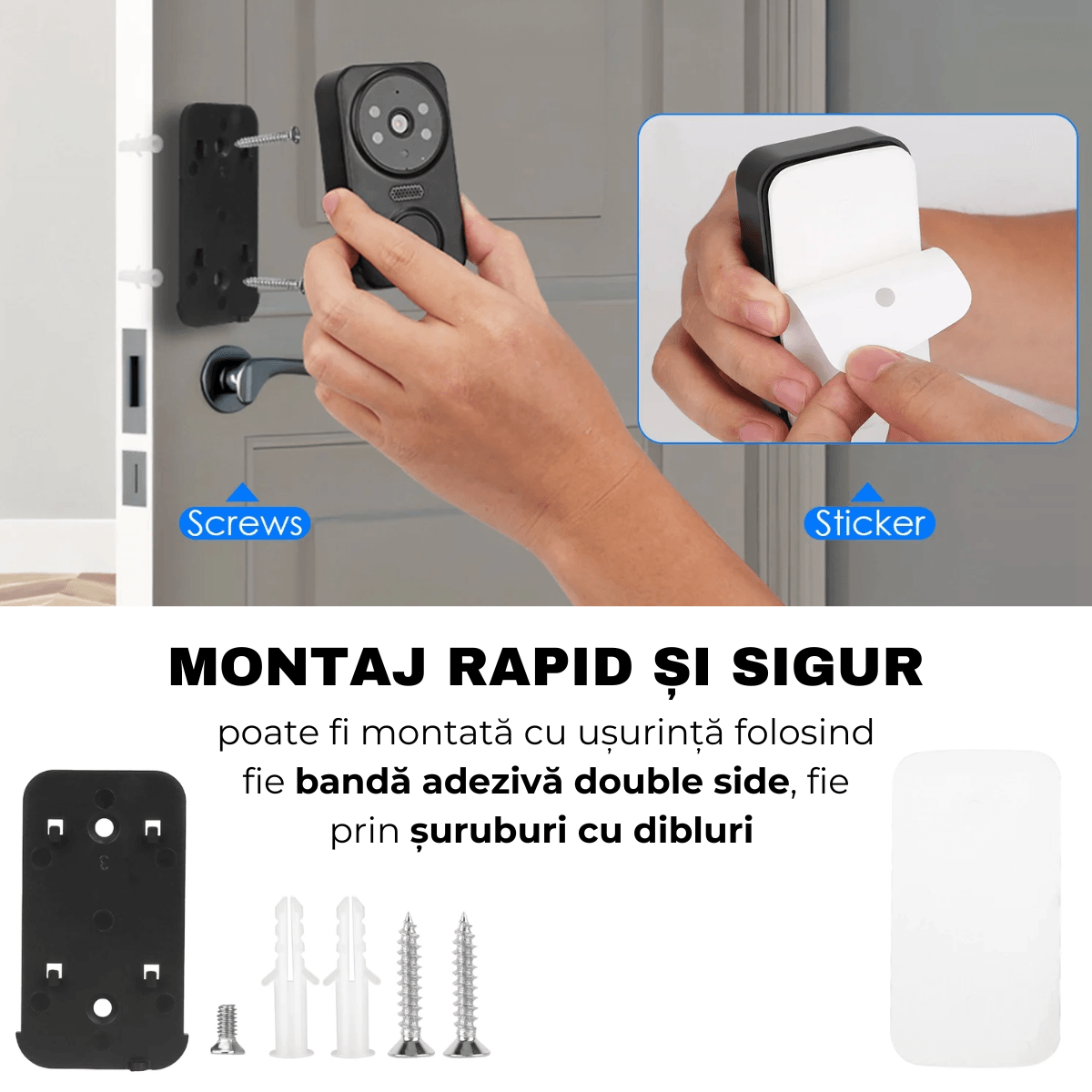 Sonerie Video Inteligenta, Fara Fir, Monitor IPS 4.3 inch, Comunicare bidirectionala, Night Vision, easyCTRL®smarrt.rosonerie videoeasyCTRL