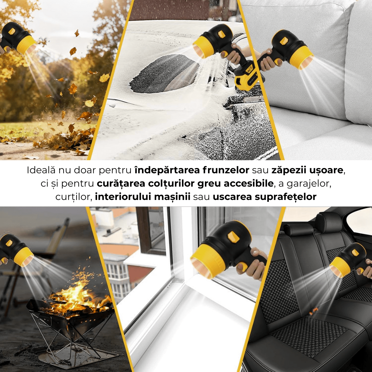 Suflanta Aer Turbo Multifunctionala, Portabila, 2 Acumulatori Li - Ion 48V, Viteza de Rotatie 34000 rpm, 1050W, Negru - Galbensmarrt.rosmarrt.ro