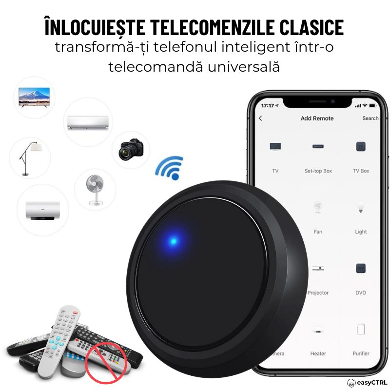 Telecomanda Inteligenta Universala Infrarosu IR, WiFi, Smart Life / Tuya APP, Control vocal, easyCTRL®smarrt.ro