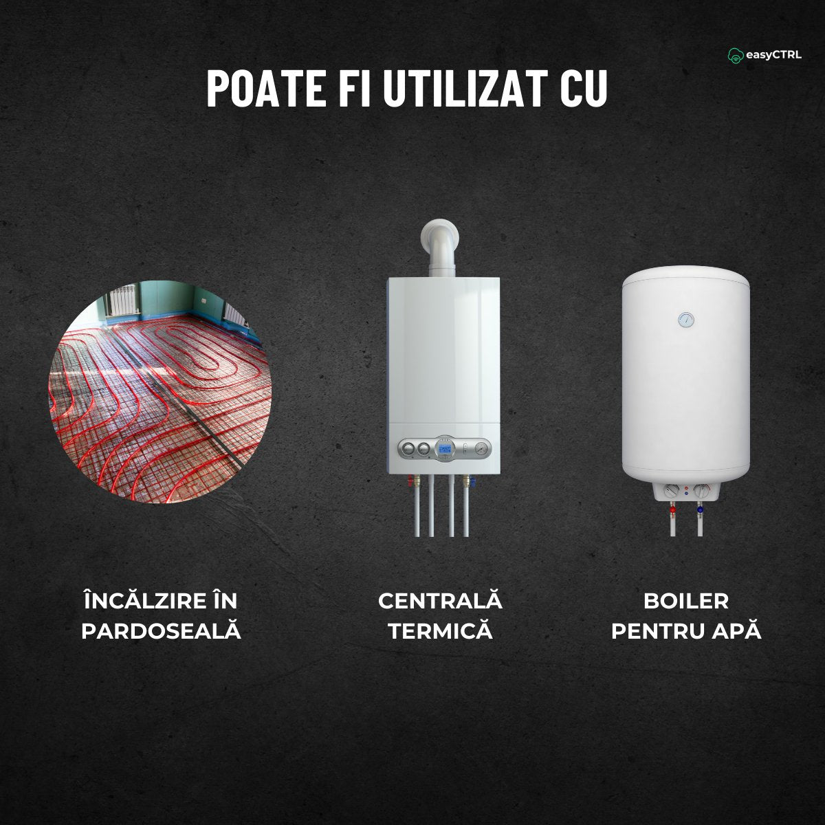 Termostat inteligent Wi-Fi pentru centrala termica, Smart Life / Tuya APP, Control vocal, Alb, easyCTRL®smarrt.roeasyCTRL