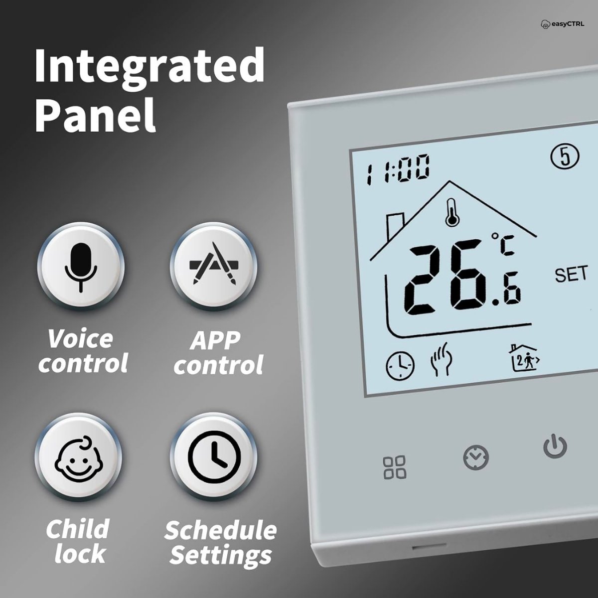 Termostat inteligent Wi-Fi pentru centrala termica, Smart Life / Tuya APP, Control vocal, Alb, easyCTRL®smarrt.roeasyCTRL