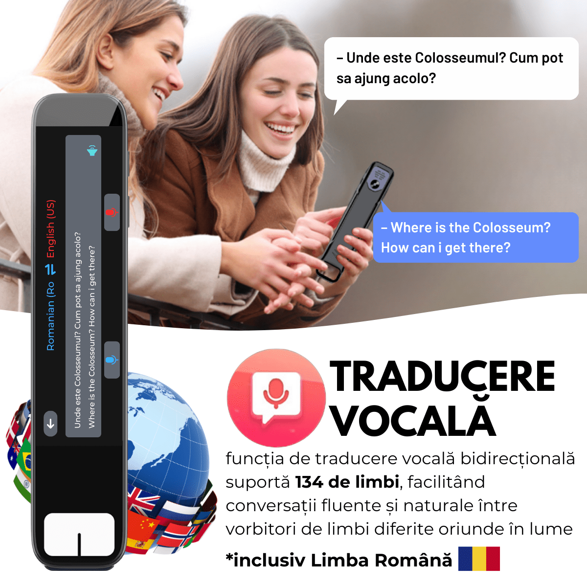 Traducator Inteligent cu ChatGPT, 134+ Limbi, 8GB, Traducere vocala, Camera Foto, Scanare OCR, Reportofon, Dictionar, Calculator, GP1, easyCTRL®smarrt.rotraducatoreasyCTRL