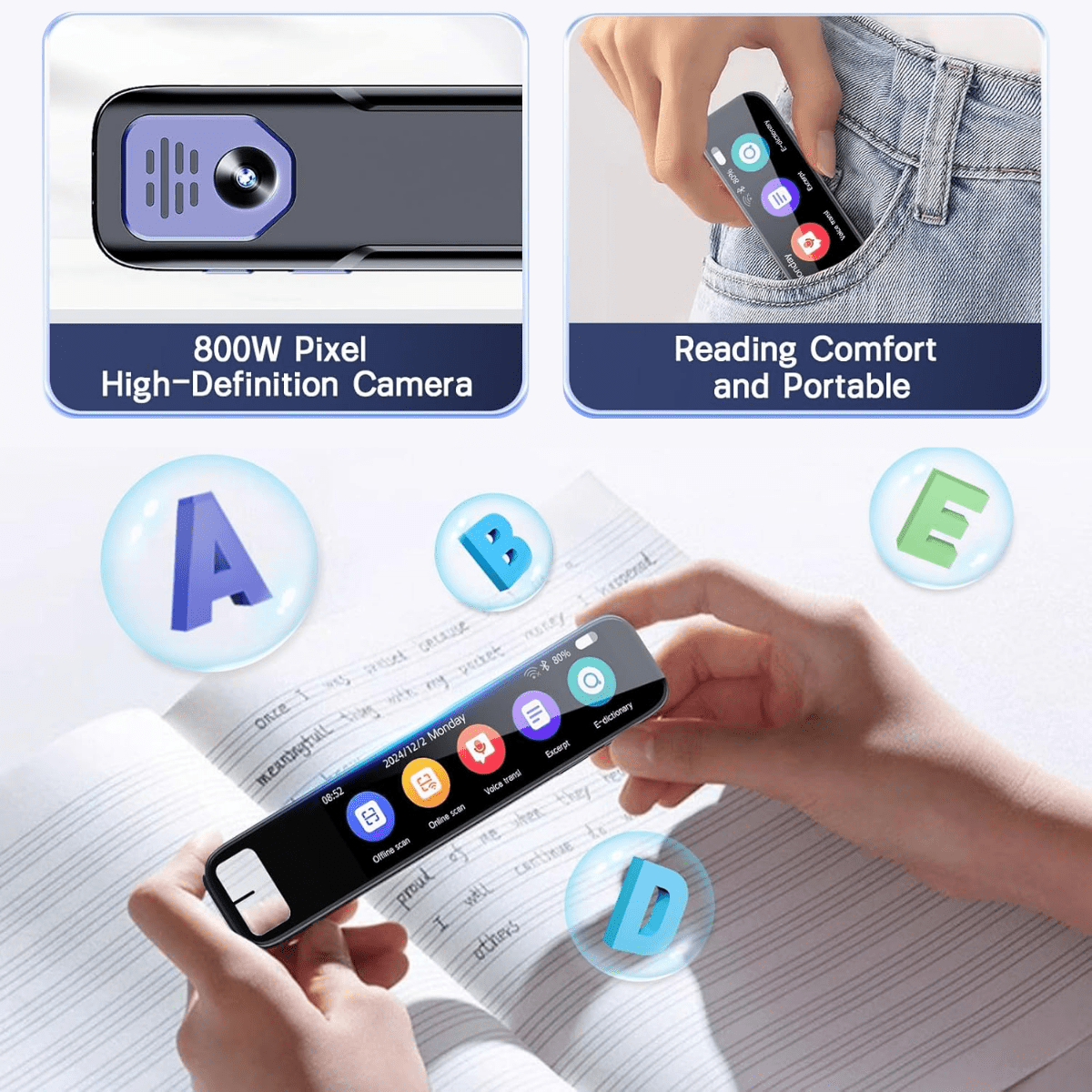 Traducator Inteligent cu ChatGPT, 134+ Limbi, 8GB, Traducere vocala, Camera Foto, Scanare OCR, Reportofon, Dictionar, Calculator, GP1, easyCTRL®smarrt.rotraducatoreasyCTRL