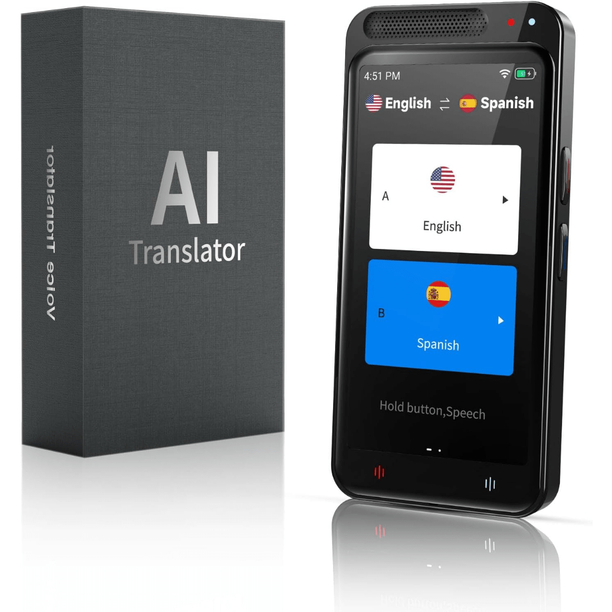 Traducator Inteligent M3 Pro, Asistent AI, Bluetooth, 139+ Limbi, Traducere Vocala, Traducere Foto, Traducere Inregistrari, Ecran tactil 4.1 inch, Schimb Valutar, 8GB, easyCTRL®smarrt.rotraducatoreasyCTRL