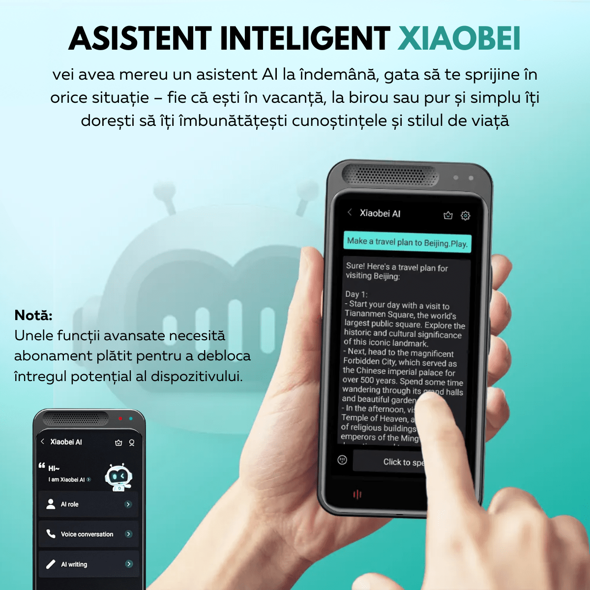 Traducator Inteligent M3 Pro, Asistent AI, Bluetooth, 139+ Limbi, Traducere Vocala, Traducere Foto, Traducere Inregistrari, Ecran tactil 4.1 inch, Schimb Valutar, 8GB, easyCTRL®smarrt.rotraducatoreasyCTRL