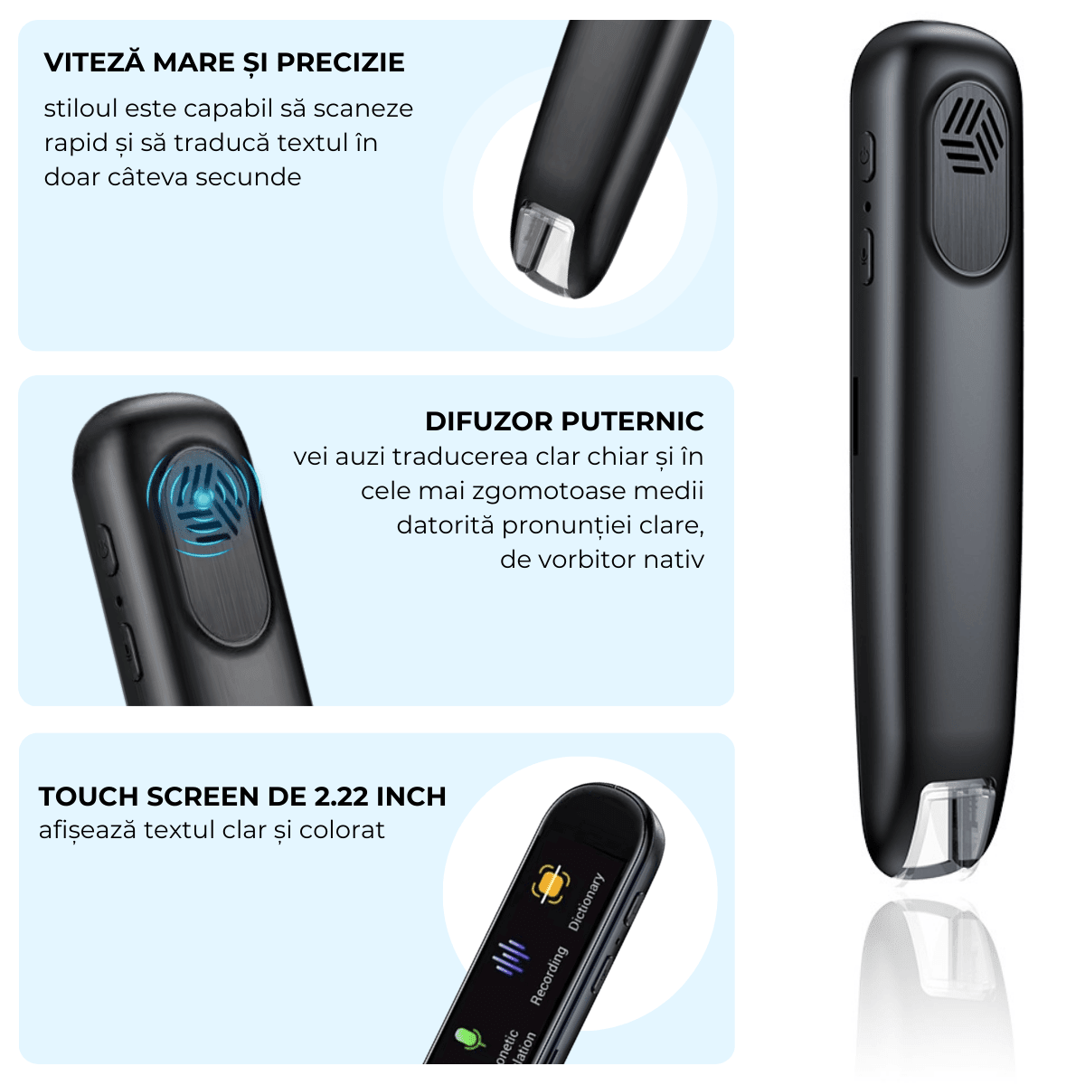 Traducator Inteligent, Traducere vocala, Scanare OCR, Reportofon, Dictionar, Ecran Tactil, 112 Limbi, easyCTRLsmarrt.rotraducatoreasyCTRL