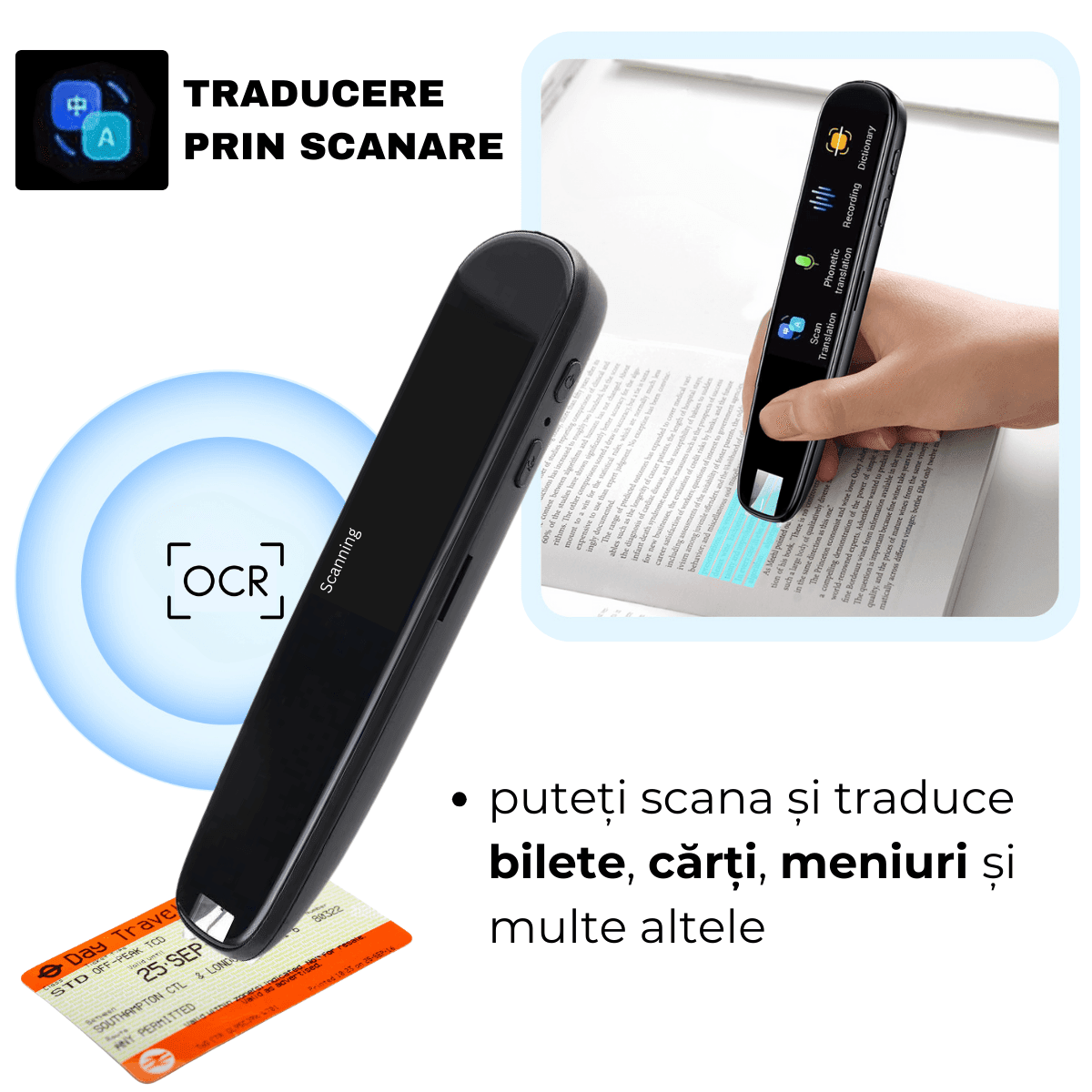 Traducator Inteligent, Traducere vocala, Scanare OCR, Reportofon, Dictionar, Ecran Tactil, 112 Limbi, easyCTRLsmarrt.rotraducatoreasyCTRL