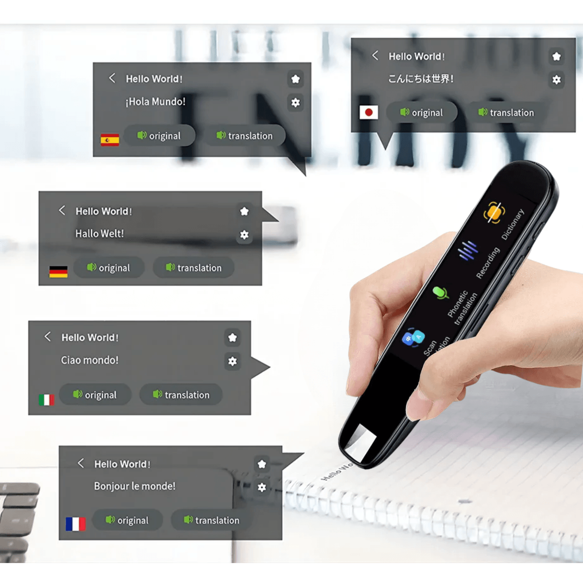 Traducator Inteligent, Traducere vocala, Scanare OCR, Reportofon, Dictionar, Ecran Tactil, 112 Limbi, easyCTRLsmarrt.rotraducatoreasyCTRL