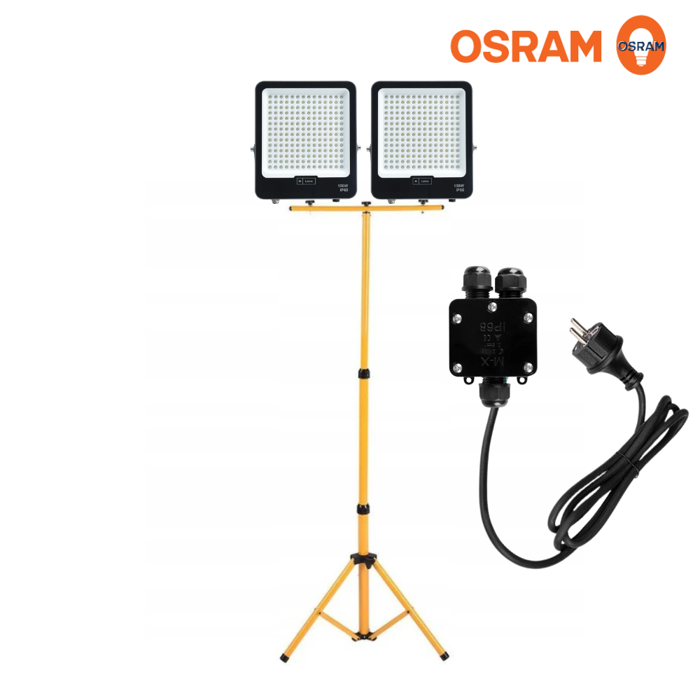Trepied dublu cu 2 reflectoare LED Napoli , 2x 200W, cablu cu stecher si mufa IP68 incluse
